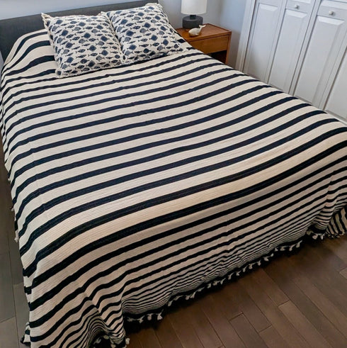 Harbor Stripe Bedspread - Classic, Breathable & Timeless Turkish Cotton - The Bali Market